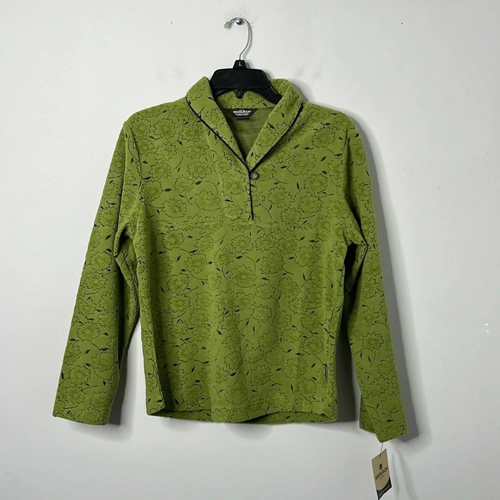 Woolrich Green Leaf Fleece Quarter Pullover NWT